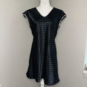 Nine & Company A-Line Slip Dress Women Medium Blue Polka Dot V-Neck Short Sleeve